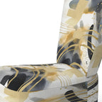 Pastel Abstract With Blue Black & Gold Spots III Upholstered Fractals Accent Chair and Modern Arm Chair