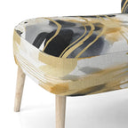 Pastel Abstract With Blue Black & Gold Spots III Upholstered Fractals Accent Chair and Modern Arm Chair
