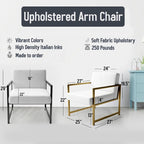 Pastel Abstract With Blue Black & Gold Spots III Upholstered Fractals Accent Chair and Modern Arm Chair