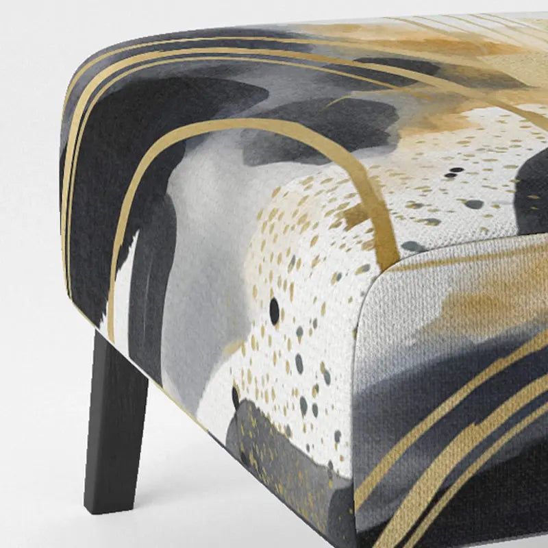 Pastel Abstract With Blue Black & Gold Spots III Upholstered Fractals Accent Chair and Modern Arm Chair