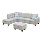 98 Wide Left Hand Facing Sofa & Chaise with Ottoman