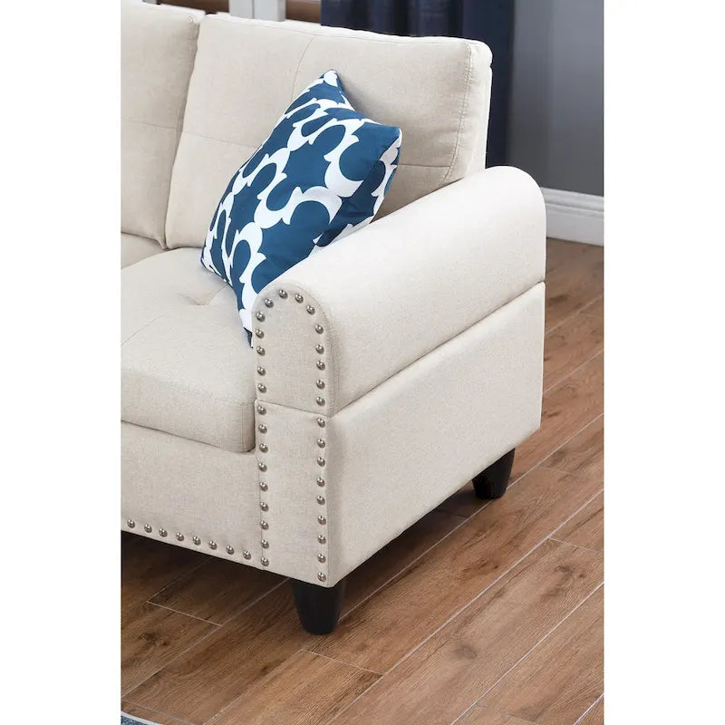 98 Wide Left Hand Facing Sofa & Chaise with Ottoman