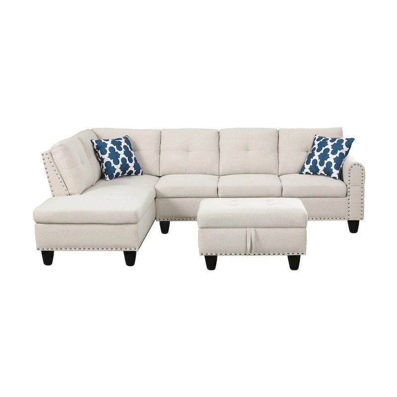 98 Wide Left Hand Facing Sofa & Chaise with Ottoman
