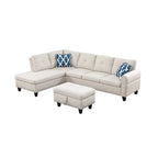 98 Wide Left Hand Facing Sofa & Chaise with Ottoman