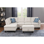 98 Wide Left Hand Facing Sofa & Chaise with Ottoman