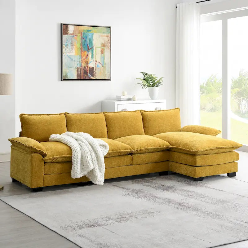 Modern L-shaped Cloud Sofa with Chaise Lounge