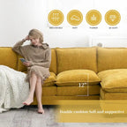 Modern L-shaped Cloud Sofa with Chaise Lounge