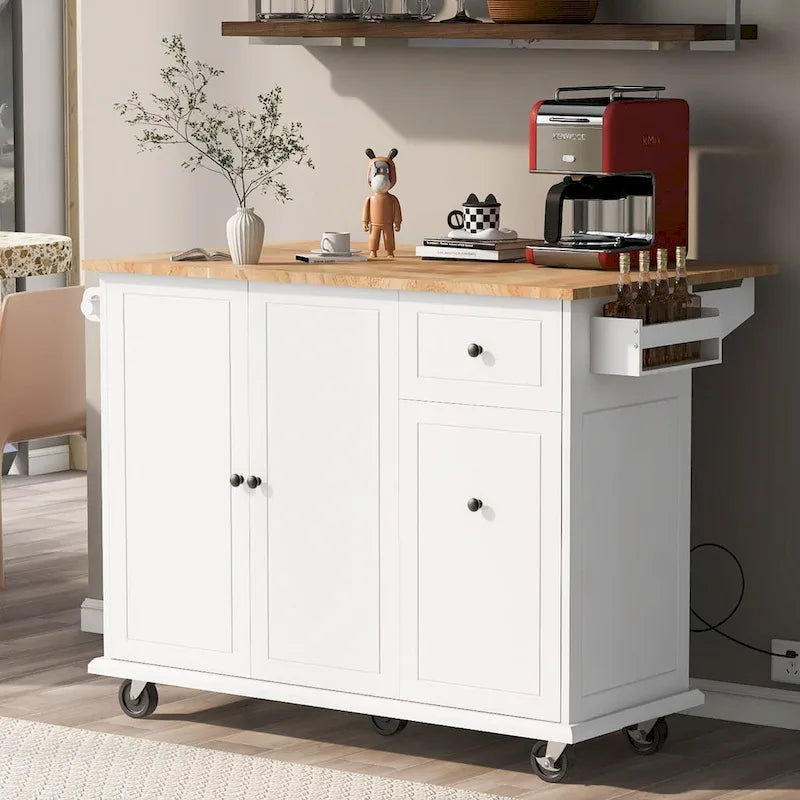 53.9 Width Rolling Kitchen Cart on Wheels with Internal Storage Rack