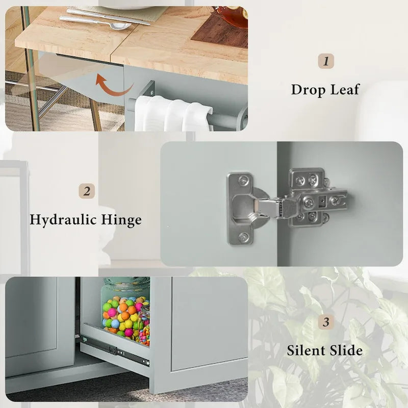 53.9 Width Rolling Kitchen Cart on Wheels with Internal Storage Rack