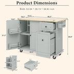 53.9 Width Rolling Kitchen Cart on Wheels with Internal Storage Rack