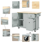 53.9 Width Rolling Kitchen Cart on Wheels with Internal Storage Rack