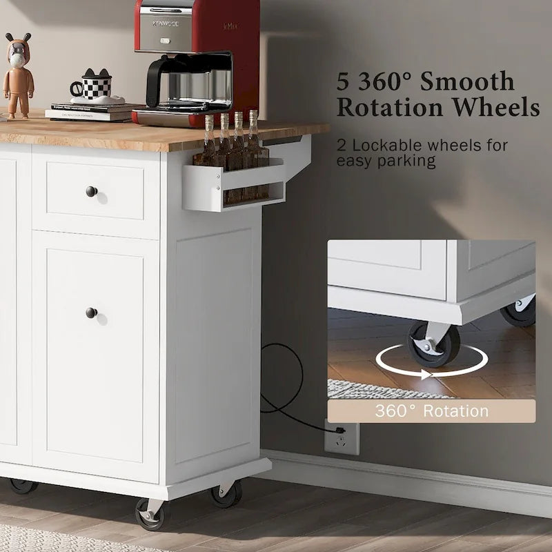 53.9 Width Rolling Kitchen Cart on Wheels with Internal Storage Rack