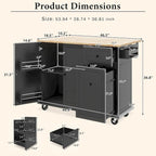 53.9 Width Rolling Kitchen Cart on Wheels with Internal Storage Rack