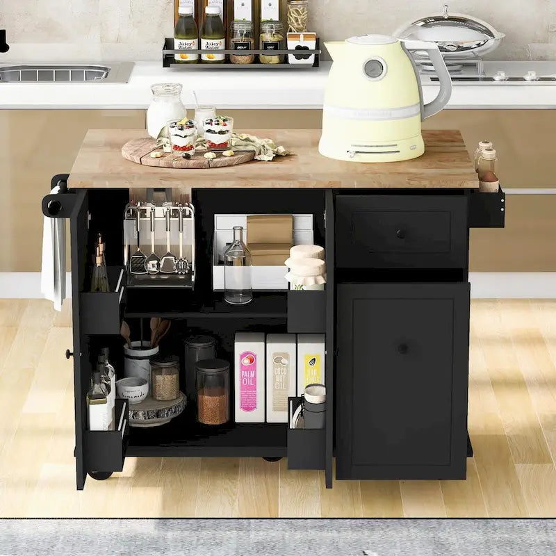 53.9 Width Rolling Kitchen Cart on Wheels with Internal Storage Rack