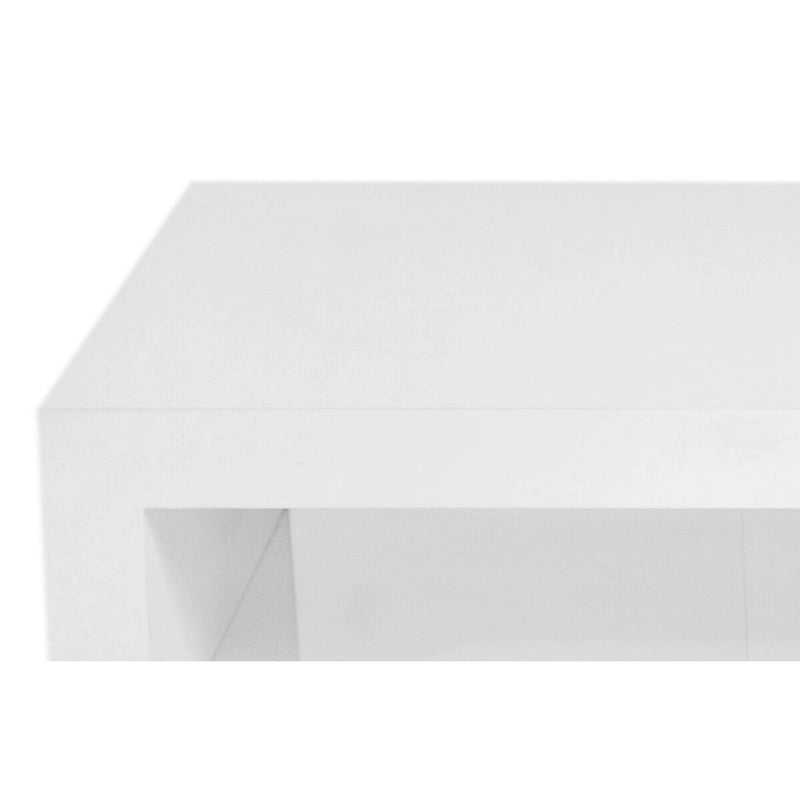 2-Piece Coffee Table Set, White Glass, Nesting Design
