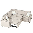 L-Shaped Reversible Chaise Sectional Sofa Pull Out Sofa Bed