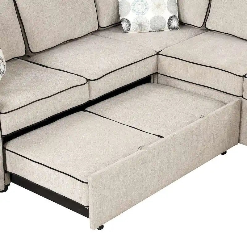 L-Shaped Reversible Chaise Sectional Sofa Pull Out Sofa Bed
