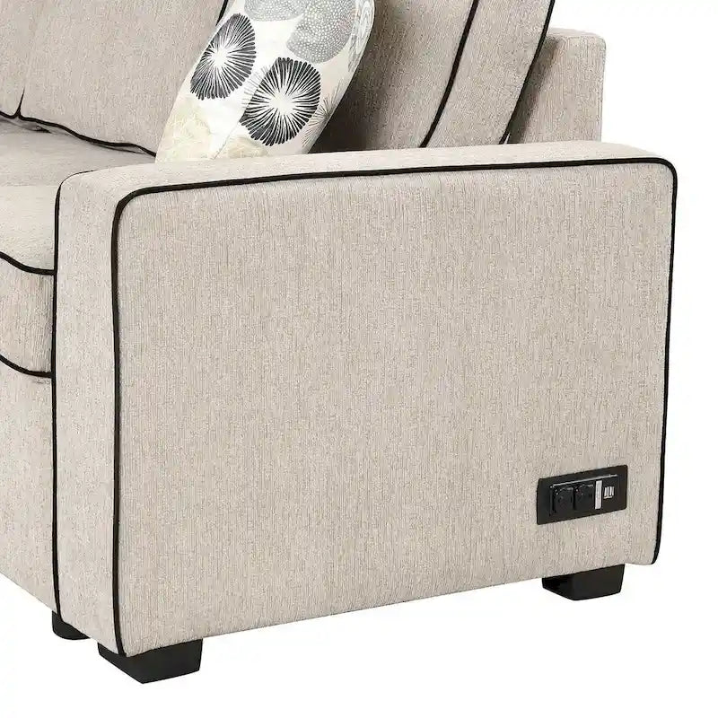 L-Shaped Reversible Chaise Sectional Sofa Pull Out Sofa Bed