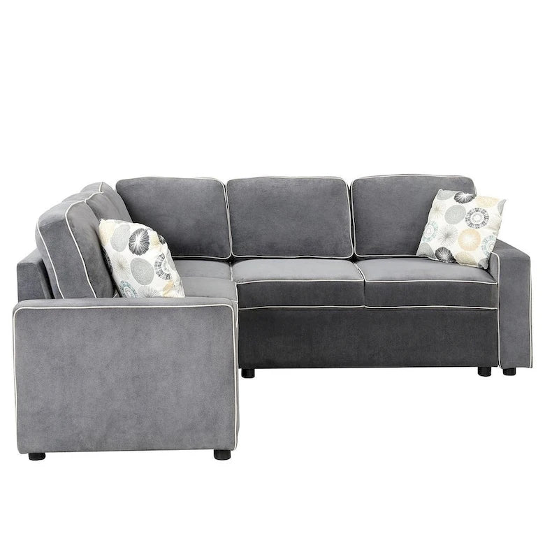 L-Shaped Reversible Chaise Sectional Sofa Pull Out Sofa Bed