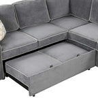 L-Shaped Reversible Chaise Sectional Sofa Pull Out Sofa Bed