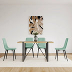Dining Chairs Set of 4,Upholstered Dining Accent Chairs in linen Cushion Seat and Sturdy Black Metal Legs