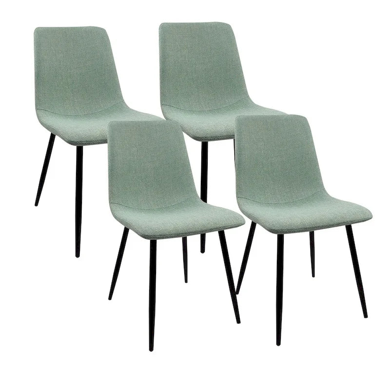 Dining Chairs Set of 4,Upholstered Dining Accent Chairs in linen Cushion Seat and Sturdy Black Metal Legs