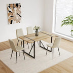 Dining Chairs Set of 4,Upholstered Dining Accent Chairs in linen Cushion Seat and Sturdy Black Metal Legs
