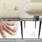 Dining Chairs Set of 4,Upholstered Dining Accent Chairs in linen Cushion Seat and Sturdy Black Metal Legs