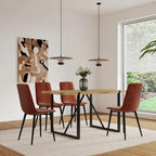 Dining Chairs Set of 4,Upholstered Dining Accent Chairs in linen Cushion Seat and Sturdy Black Metal Legs