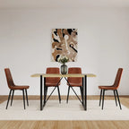 Dining Chairs Set of 4,Upholstered Dining Accent Chairs in linen Cushion Seat and Sturdy Black Metal Legs