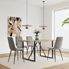 Dining Chairs Set of 4,Upholstered Dining Accent Chairs in linen Cushion Seat and Sturdy Black Metal Legs