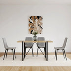 Dining Chairs Set of 4,Upholstered Dining Accent Chairs in linen Cushion Seat and Sturdy Black Metal Legs