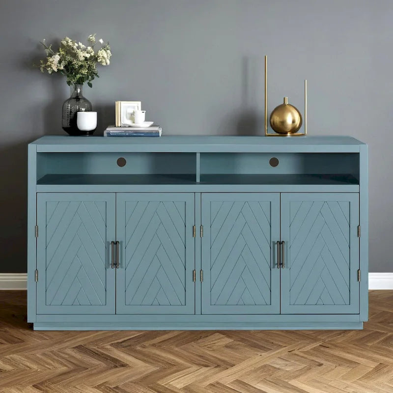 4-door Classic Sideboard with Open Storage and Adjustable Shelves Perfect for kitchens, living rooms