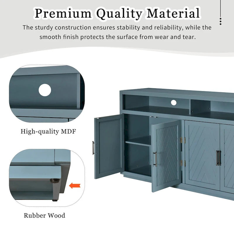 4-door Classic Sideboard with Open Storage and Adjustable Shelves Perfect for kitchens, living rooms