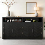 4-door Classic Sideboard with Open Storage and Adjustable Shelves Perfect for kitchens, living rooms