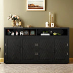 4-door Classic Sideboard with Open Storage and Adjustable Shelves Perfect for kitchens, living rooms