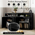 4-door Classic Sideboard with Open Storage and Adjustable Shelves Perfect for kitchens, living rooms