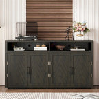4-door Classic Sideboard with Open Storage and Adjustable Shelves Perfect for kitchens, living rooms