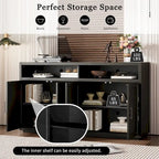 4-door Classic Sideboard with Open Storage and Adjustable Shelves Perfect for kitchens, living rooms