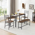 Dining Table Set, Barstool Dining Table with 2 Benches 2 Back Chairs, Industrial Dining Table for Kitchen Breakfast, Living Room