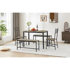 Dining Table Set, Barstool Dining Table with 2 Benches 2 Back Chairs, Industrial Dining Table for Kitchen Breakfast, Living Room