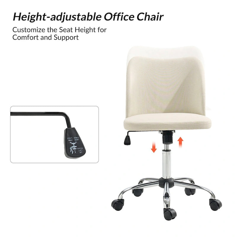 Modern Armless Office Chair (Metal Legs)