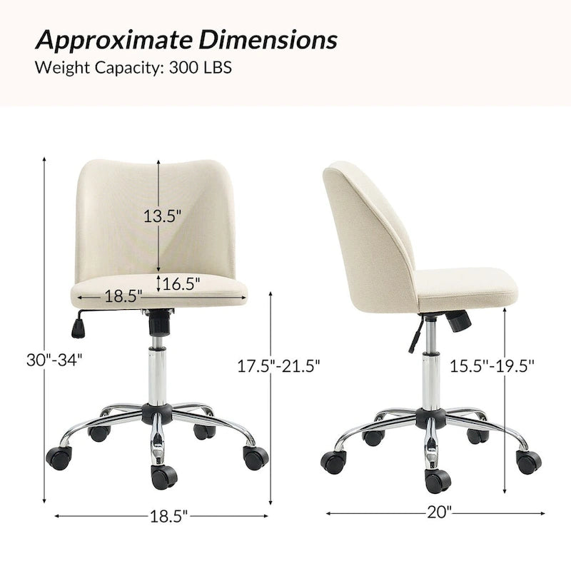 Modern Armless Office Chair (Metal Legs)