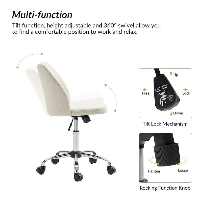 Modern Armless Office Chair (Metal Legs)