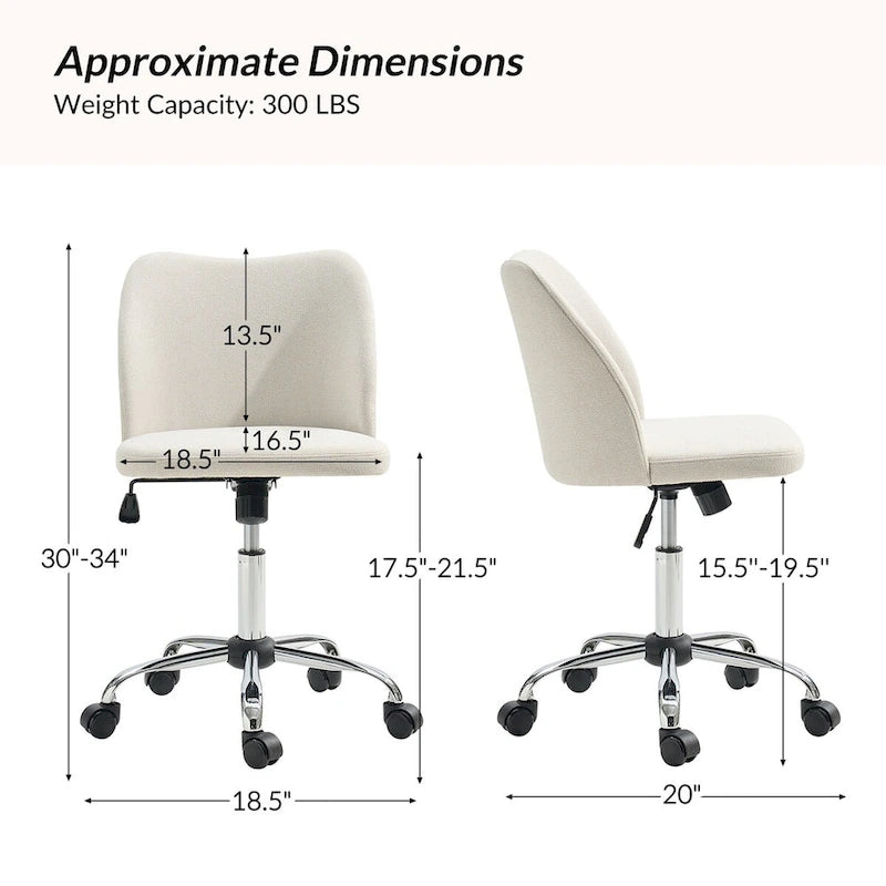 Modern Armless Office Chair (Metal Legs)
