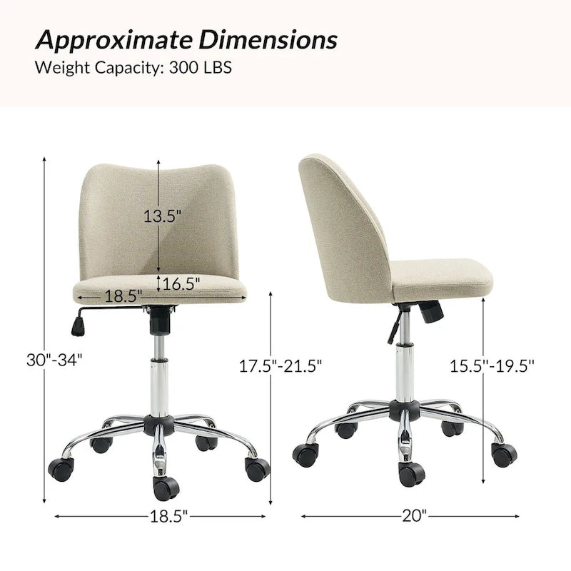 Modern Armless Office Chair (Metal Legs)