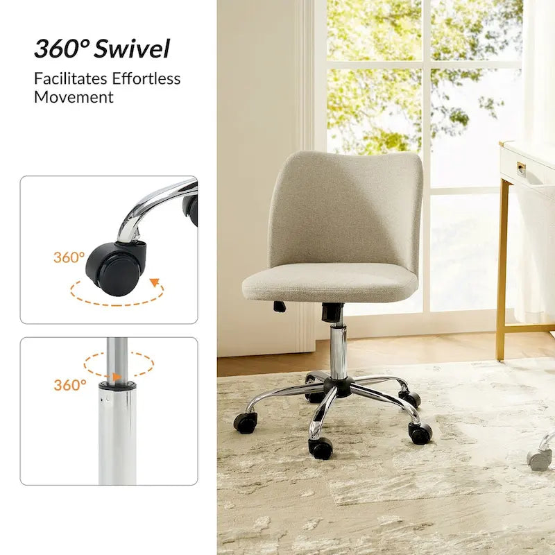 Modern Armless Office Chair (Metal Legs)