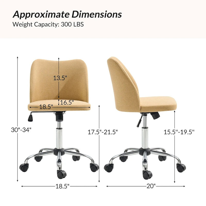 Modern Armless Office Chair (Metal Legs)