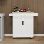 Rolling Kitchen Island Cart with 1 Drawer and 2 Doors