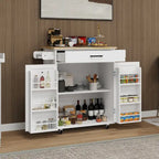 Rolling Kitchen Island Cart with 1 Drawer and 2 Doors